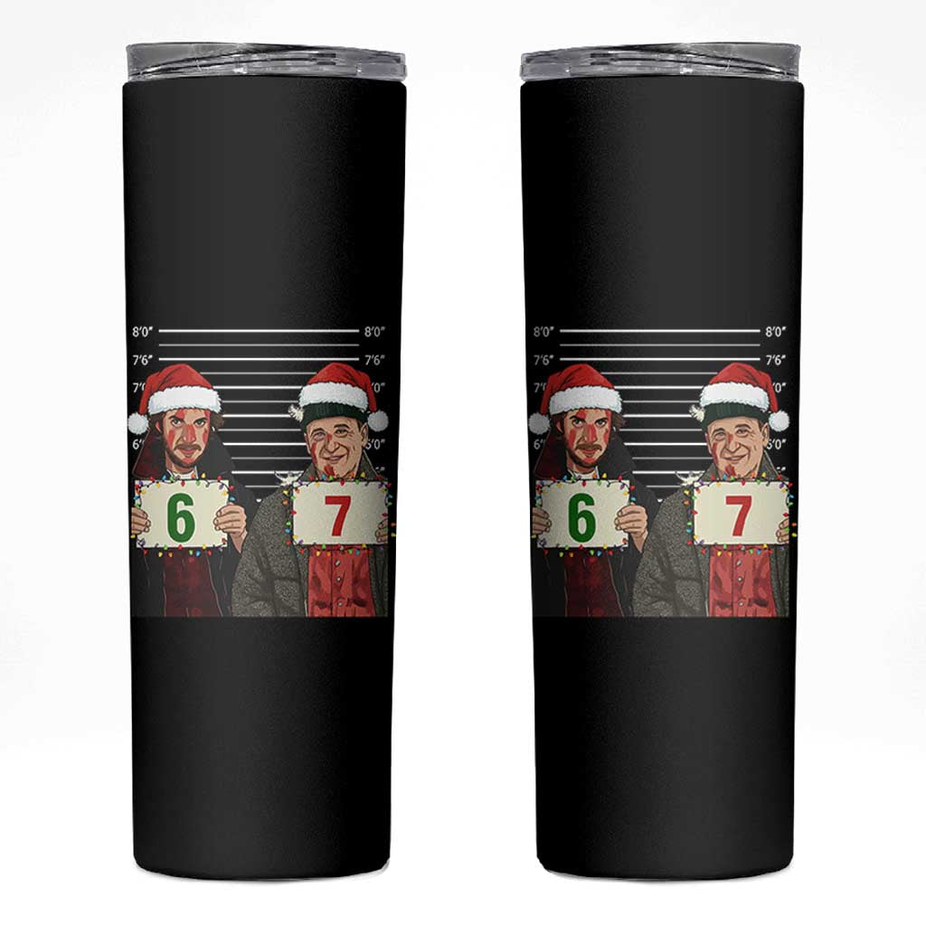 Funny 67 Christmas Movie Skinny Tumbler Six Seven Wet Bandits Home Xmas Alone - Wonder Print Shop