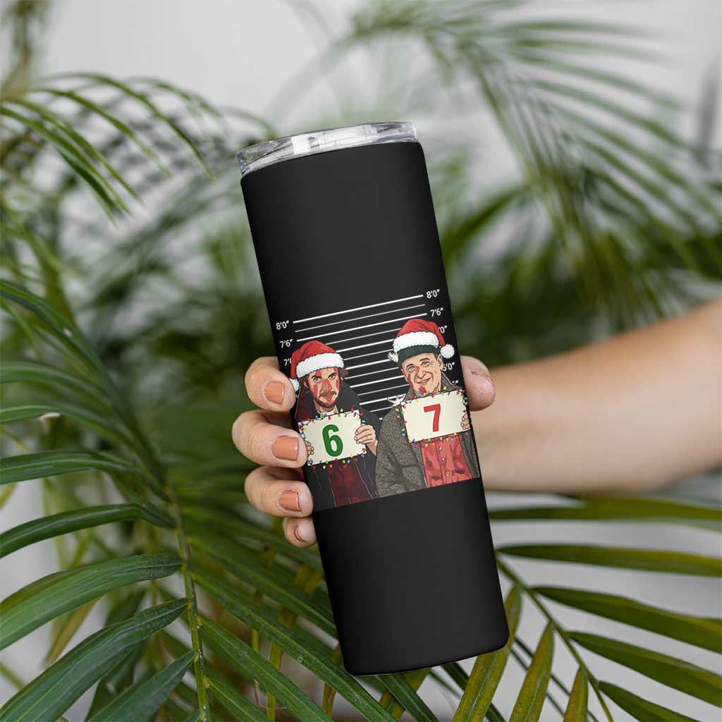 Funny 67 Christmas Movie Skinny Tumbler Six Seven Wet Bandits Home Xmas Alone - Wonder Print Shop