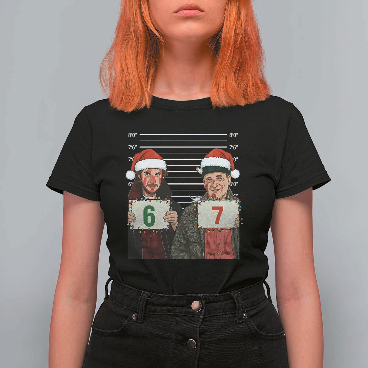 Funny 67 Christmas Movie T Shirt For Women Six Seven Wet Bandits Home Xmas Alone - Wonder Print Shop