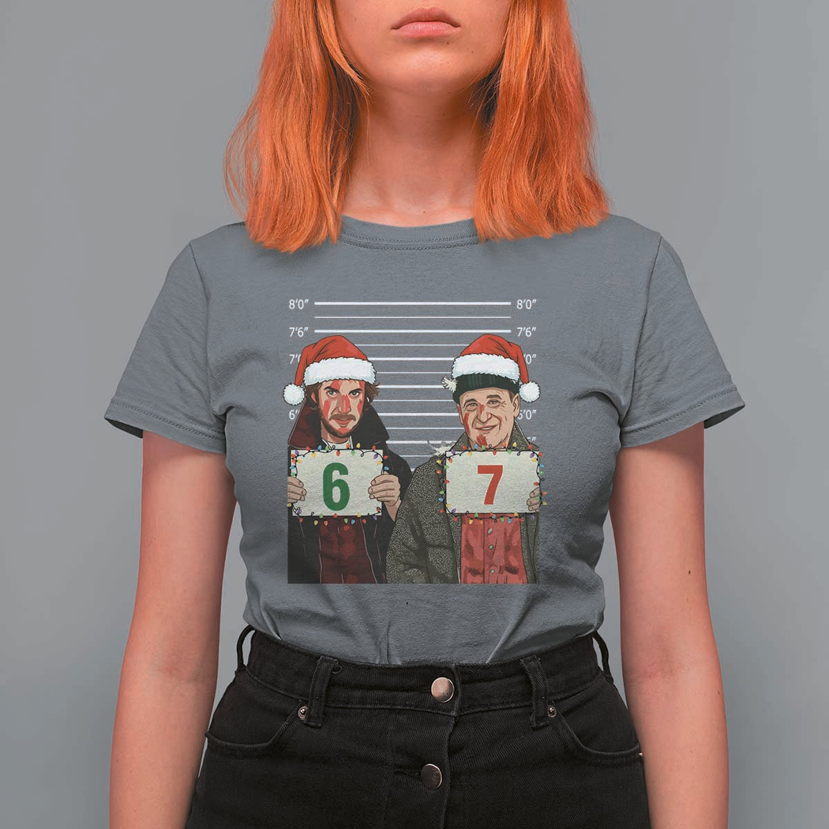 Funny 67 Christmas Movie T Shirt For Women Six Seven Wet Bandits Home Xmas Alone - Wonder Print Shop
