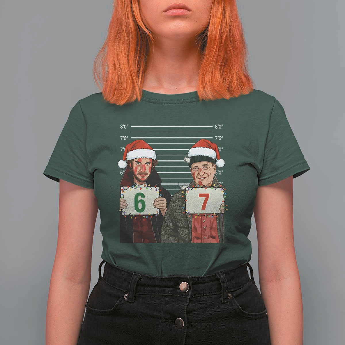 Funny 67 Christmas Movie T Shirt For Women Six Seven Wet Bandits Home Xmas Alone - Wonder Print Shop