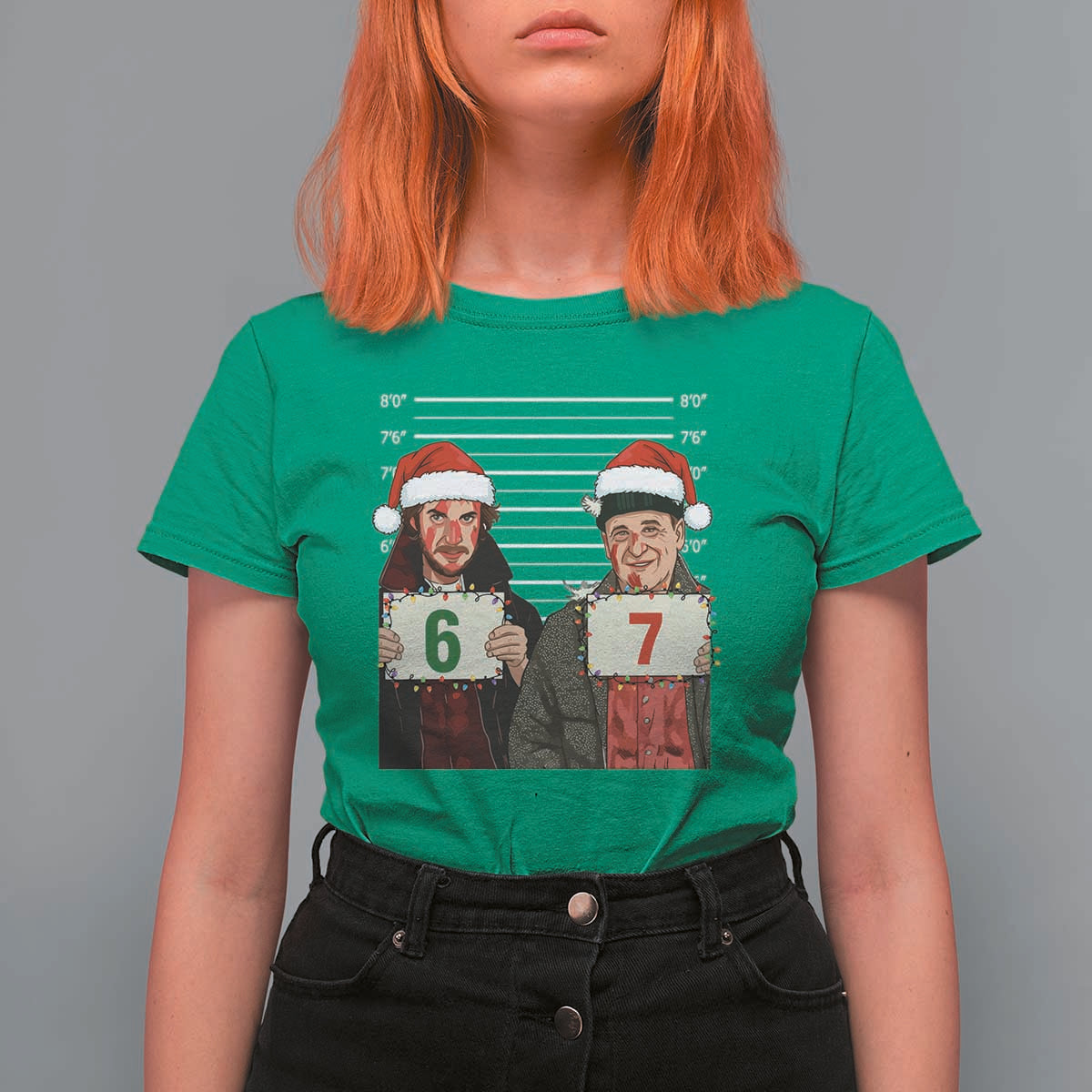 Funny 67 Christmas Movie T Shirt For Women Six Seven Wet Bandits Home Xmas Alone - Wonder Print Shop