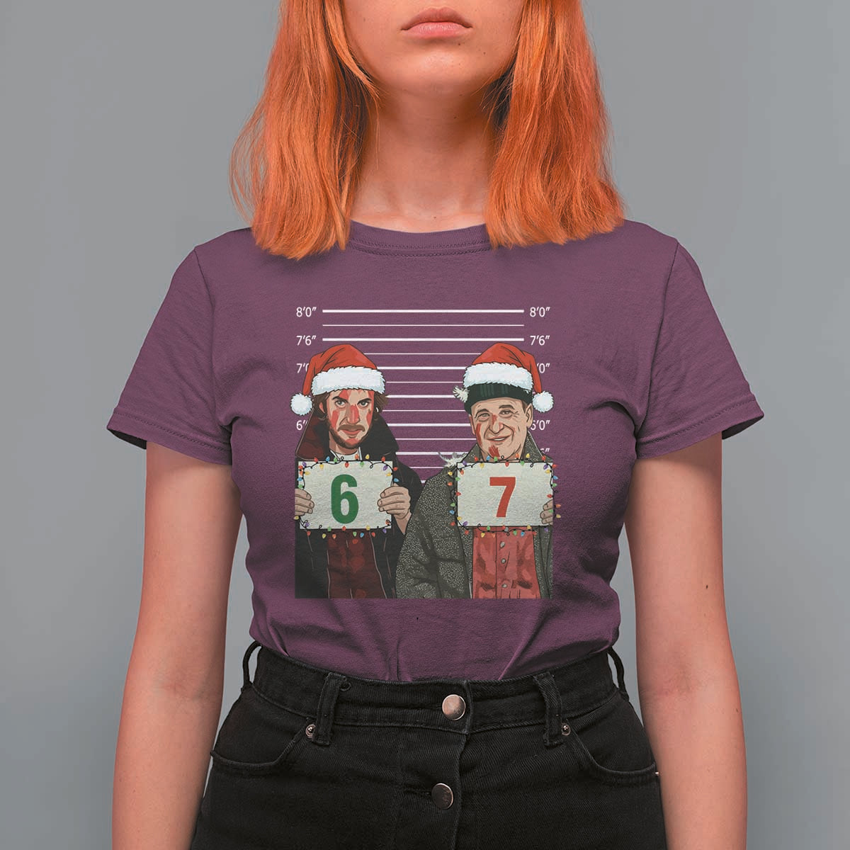 Funny 67 Christmas Movie T Shirt For Women Six Seven Wet Bandits Home Xmas Alone - Wonder Print Shop