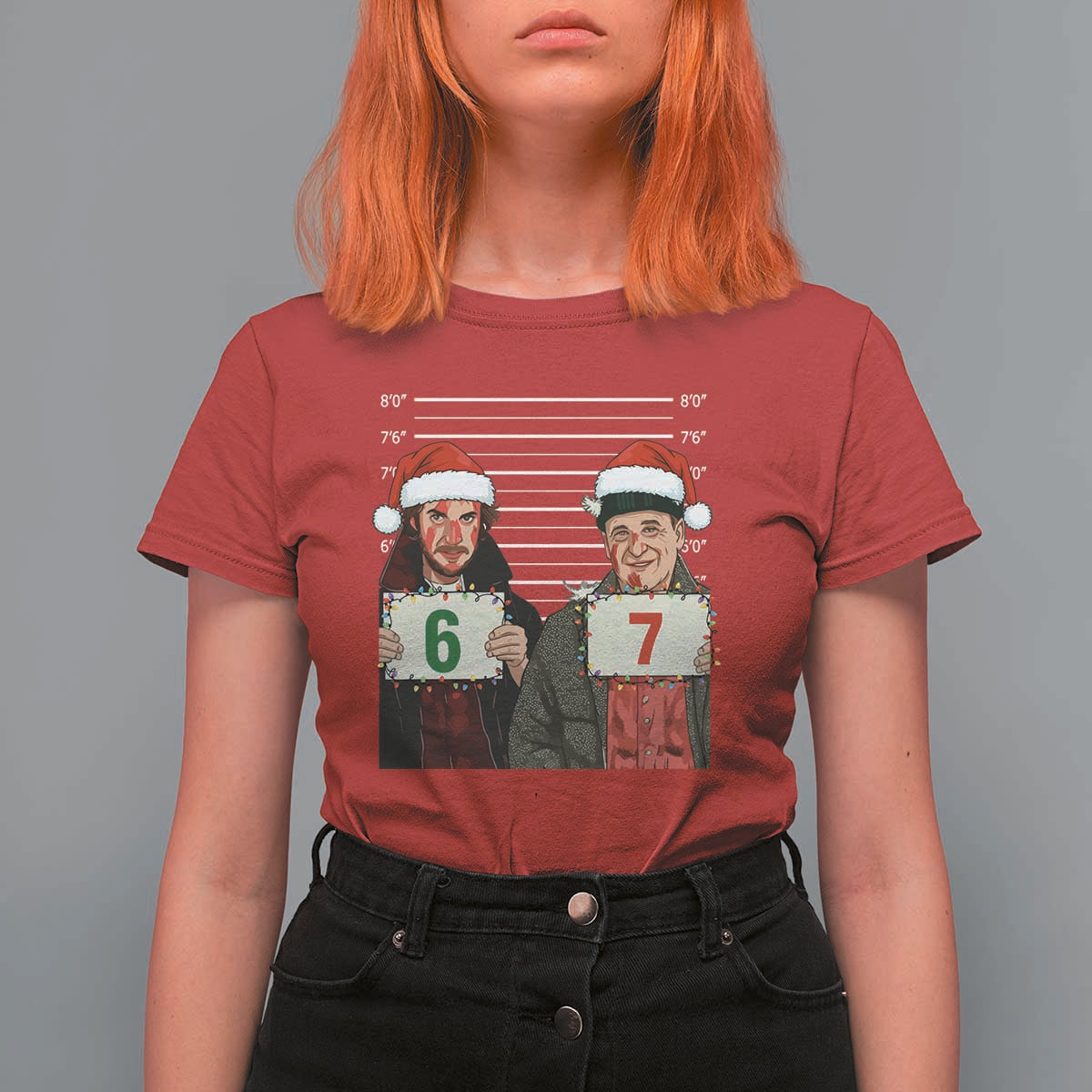 Funny 67 Christmas Movie T Shirt For Women Six Seven Wet Bandits Home Xmas Alone - Wonder Print Shop