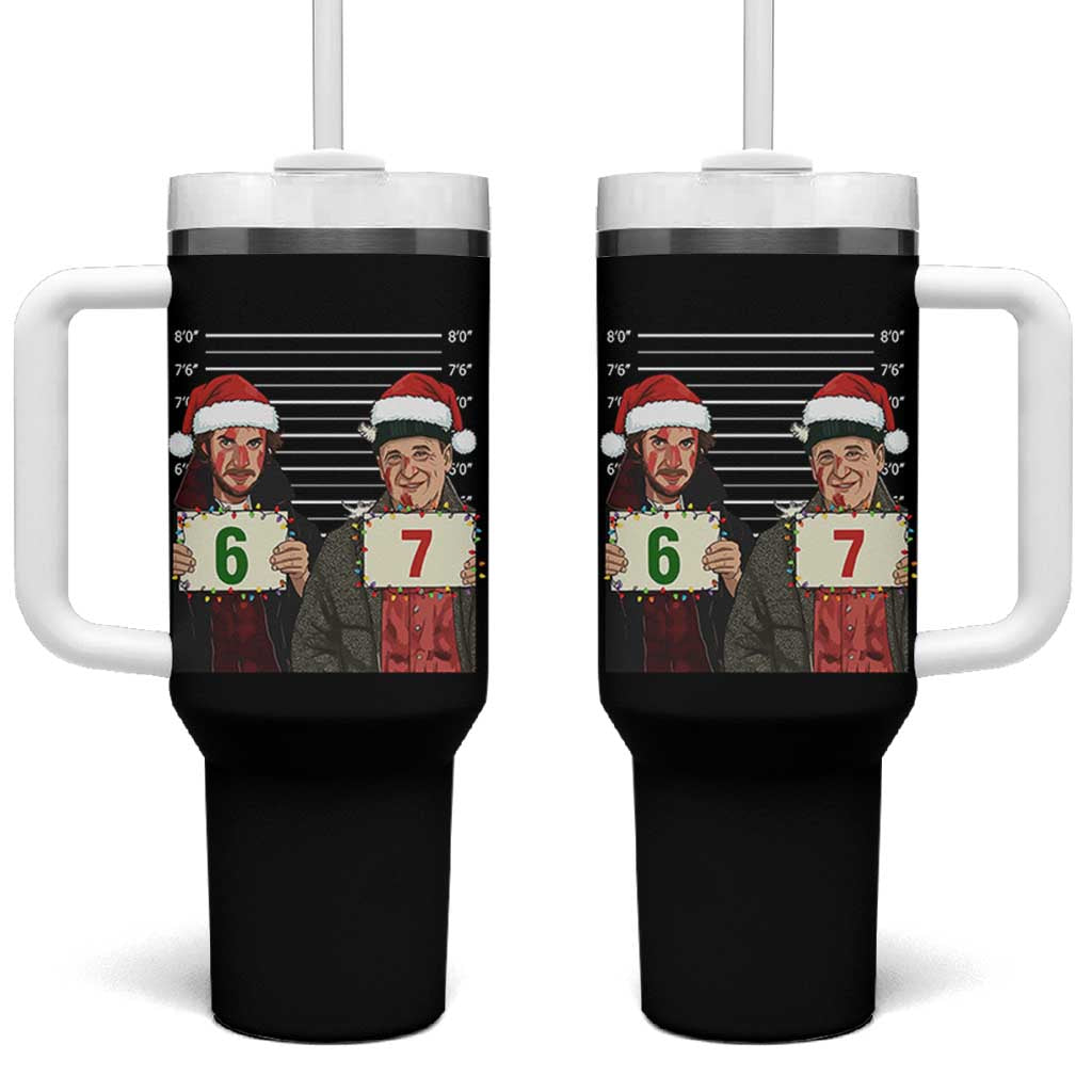 Funny 67 Christmas Movie Tumbler With Handle Six Seven Wet Bandits Home Xmas Alone - Wonder Print Shop