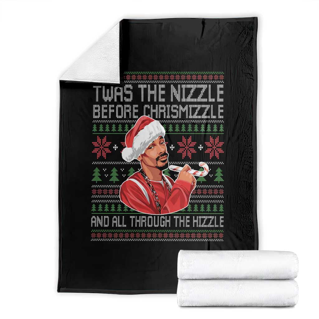 Funny Christmas Hip Hop Rap Gang Throw Blanket Twas The Nizzle Before Chrismizzle And All Through The Hizzle - Wonder Print Shop