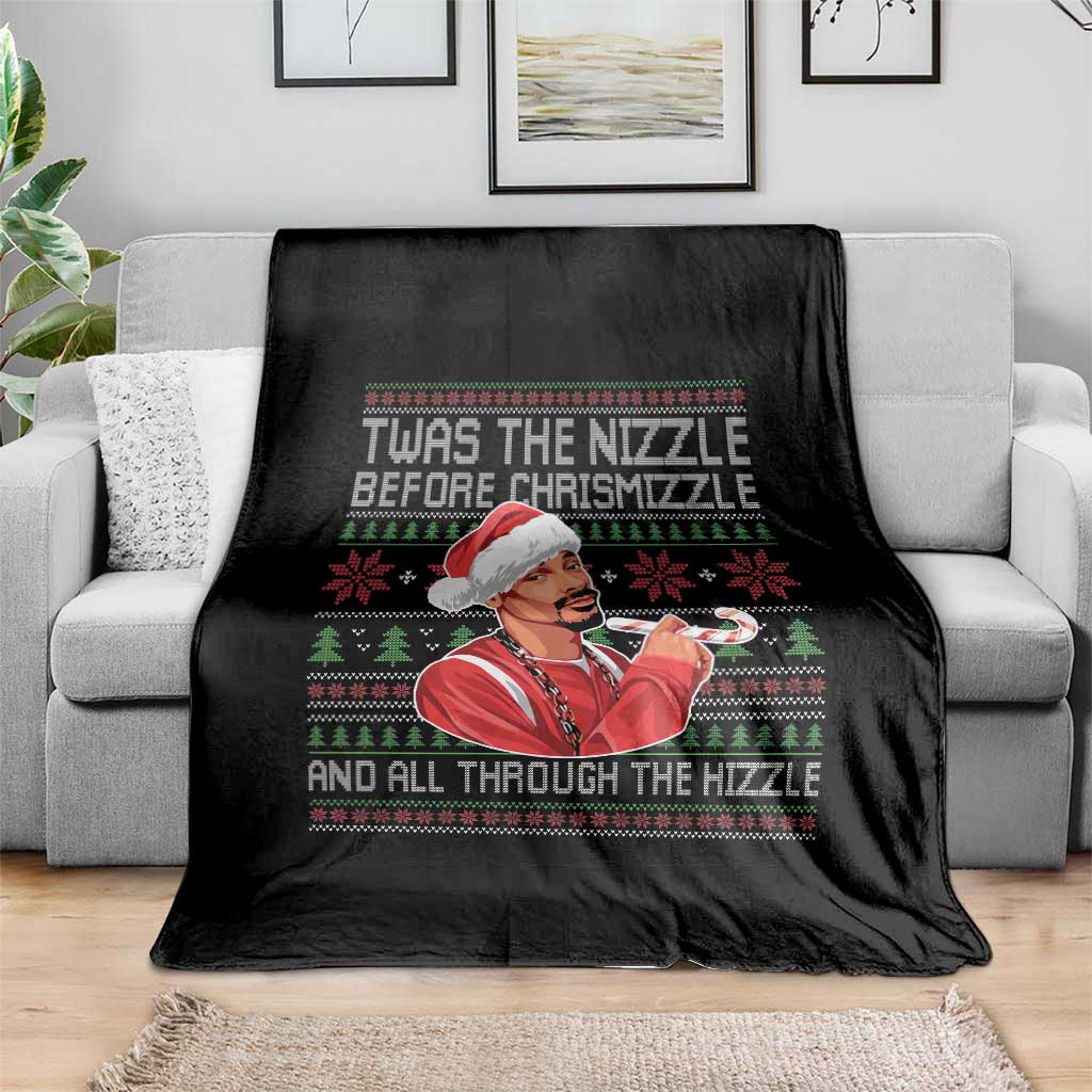 Funny Christmas Hip Hop Rap Gang Throw Blanket Twas The Nizzle Before Chrismizzle And All Through The Hizzle - Wonder Print Shop
