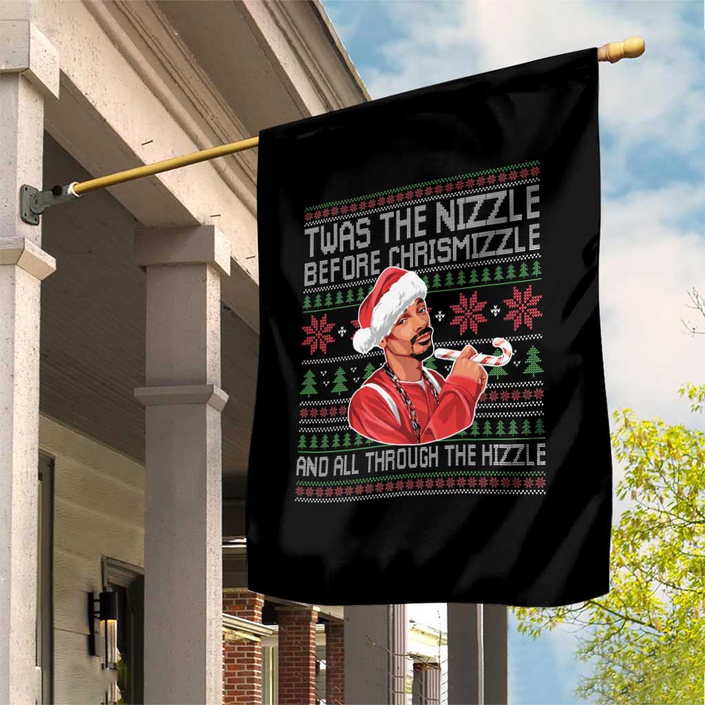 Funny Christmas Hip Hop Rap Gang Garden Flag Twas The Nizzle Before Chrismizzle And All Through The Hizzle - Wonder Print Shop