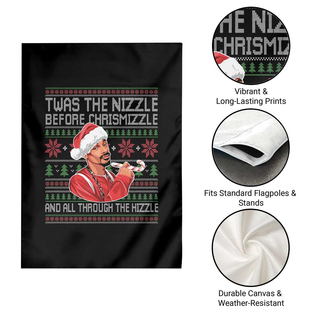 Funny Christmas Hip Hop Rap Gang Garden Flag Twas The Nizzle Before Chrismizzle And All Through The Hizzle - Wonder Print Shop