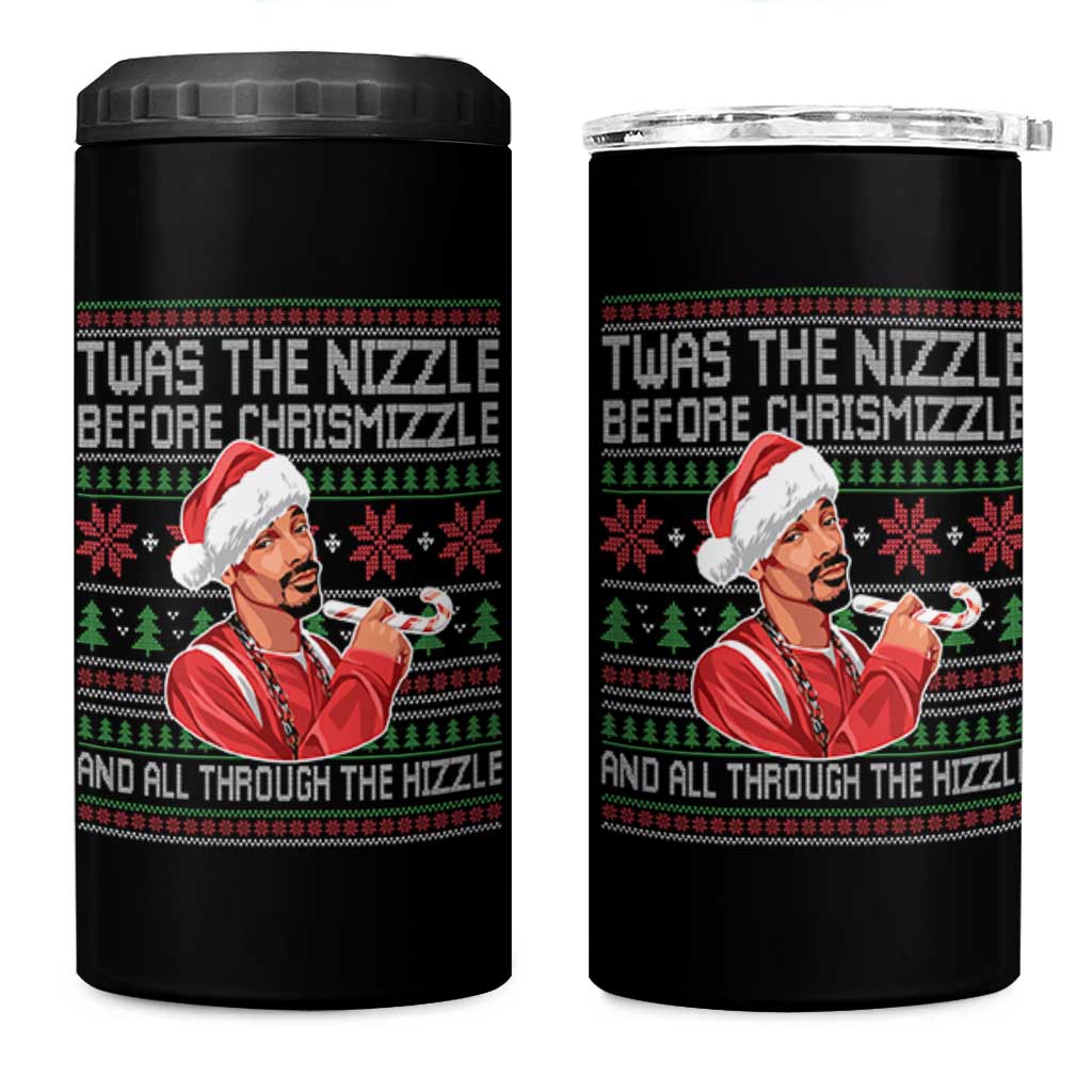 Funny Christmas Hip Hop Rap Gang 4 in 1 Can Cooler Tumbler Twas The Nizzle Before Chrismizzle And All Through The Hizzle - Wonder Print Shop