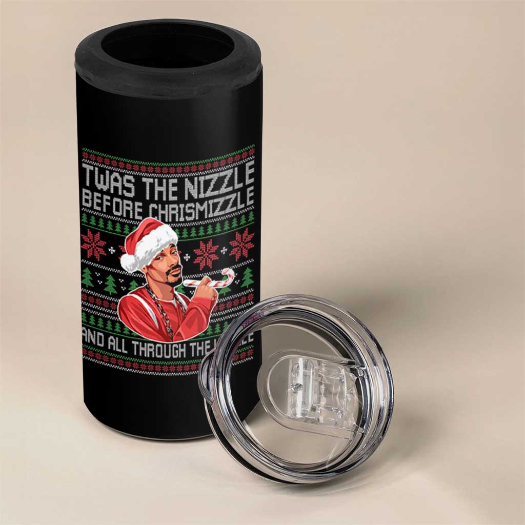 Funny Christmas Hip Hop Rap Gang 4 in 1 Can Cooler Tumbler Twas The Nizzle Before Chrismizzle And All Through The Hizzle - Wonder Print Shop