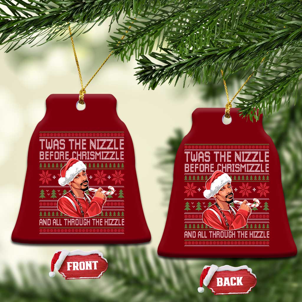 Funny Christmas Hip Hop Rap Gang Ceramic Ornament Twas The Nizzle Before Chrismizzle And All Through The Hizzle - Wonder Print Shop