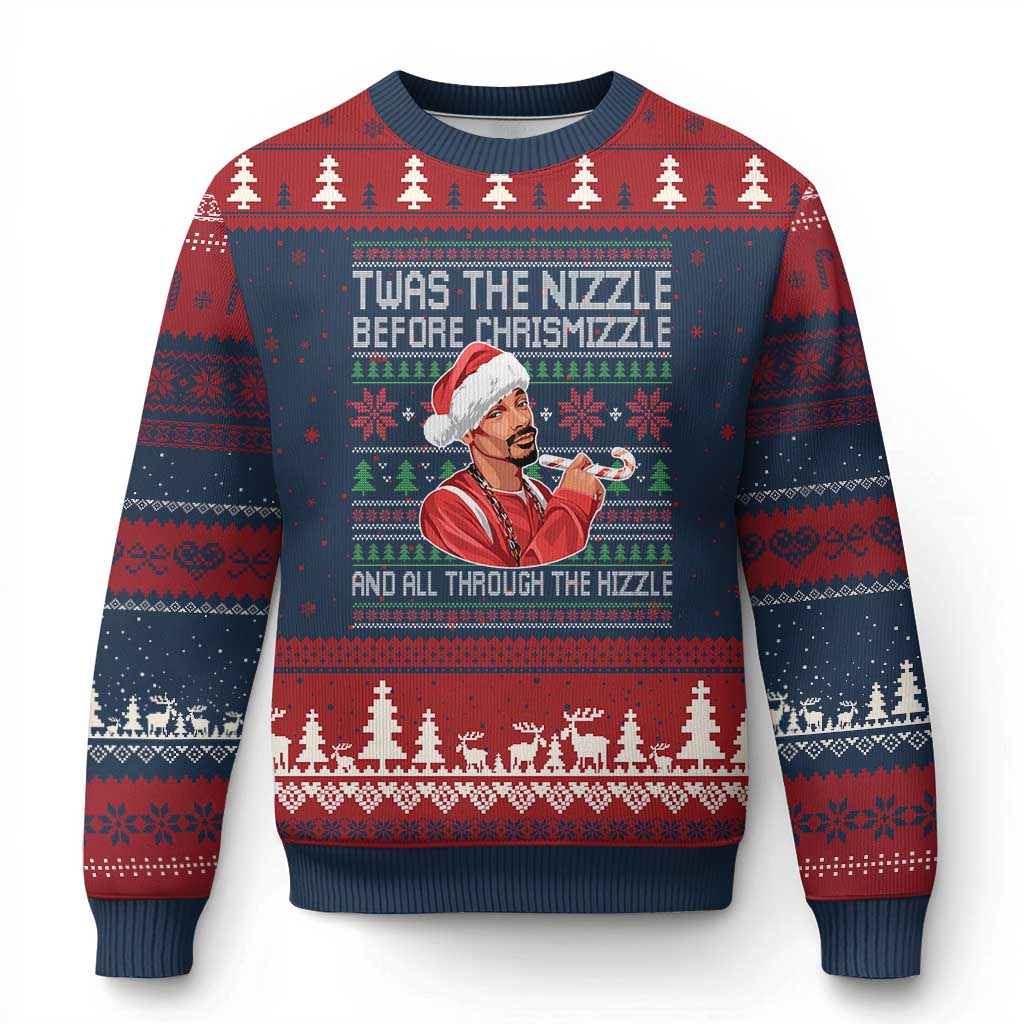 Funny Xmas Hip Hop Rap Gang Ugly Christmas Sweater Twas The Nizzle Before Chrismizzle And All Through The Hizzle - Wonder Print Shop