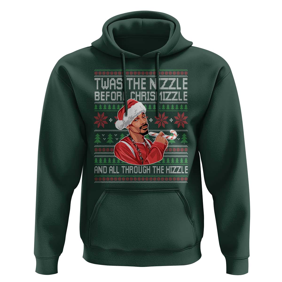 Funny Christmas Hip Hop Rap Gang Hoodie Twas The Nizzle Before Chrismizzle And All Through The Hizzle - Wonder Print Shop