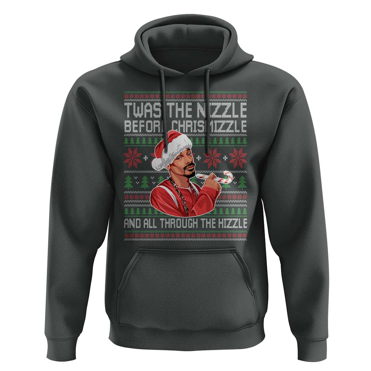 Funny Christmas Hip Hop Rap Gang Hoodie Twas The Nizzle Before Chrismizzle And All Through The Hizzle - Wonder Print Shop