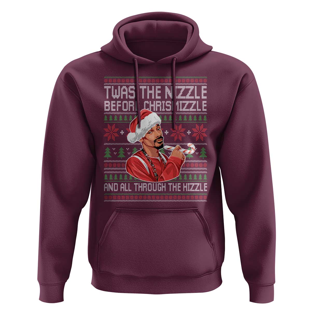 Funny Christmas Hip Hop Rap Gang Hoodie Twas The Nizzle Before Chrismizzle And All Through The Hizzle - Wonder Print Shop