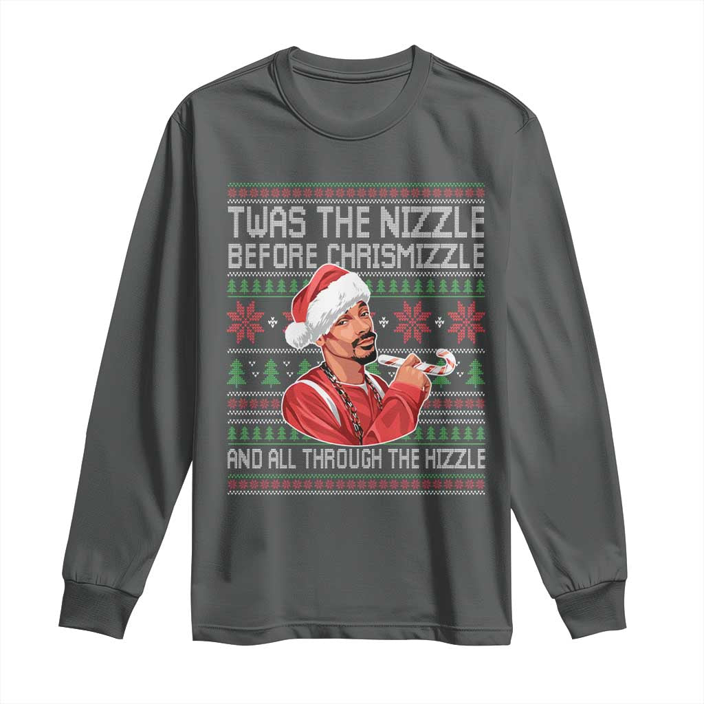Funny Christmas Hip Hop Rap Gang Long Sleeve Shirt Twas The Nizzle Before Chrismizzle And All Through The Hizzle - Wonder Print Shop