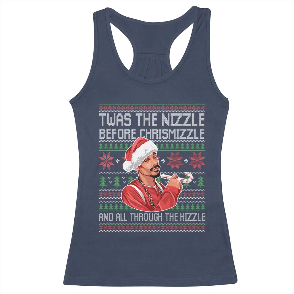 Funny Christmas Hip Hop Rap Gang Racerback Tank Top Twas The Nizzle Before Chrismizzle And All Through The Hizzle - Wonder Print Shop