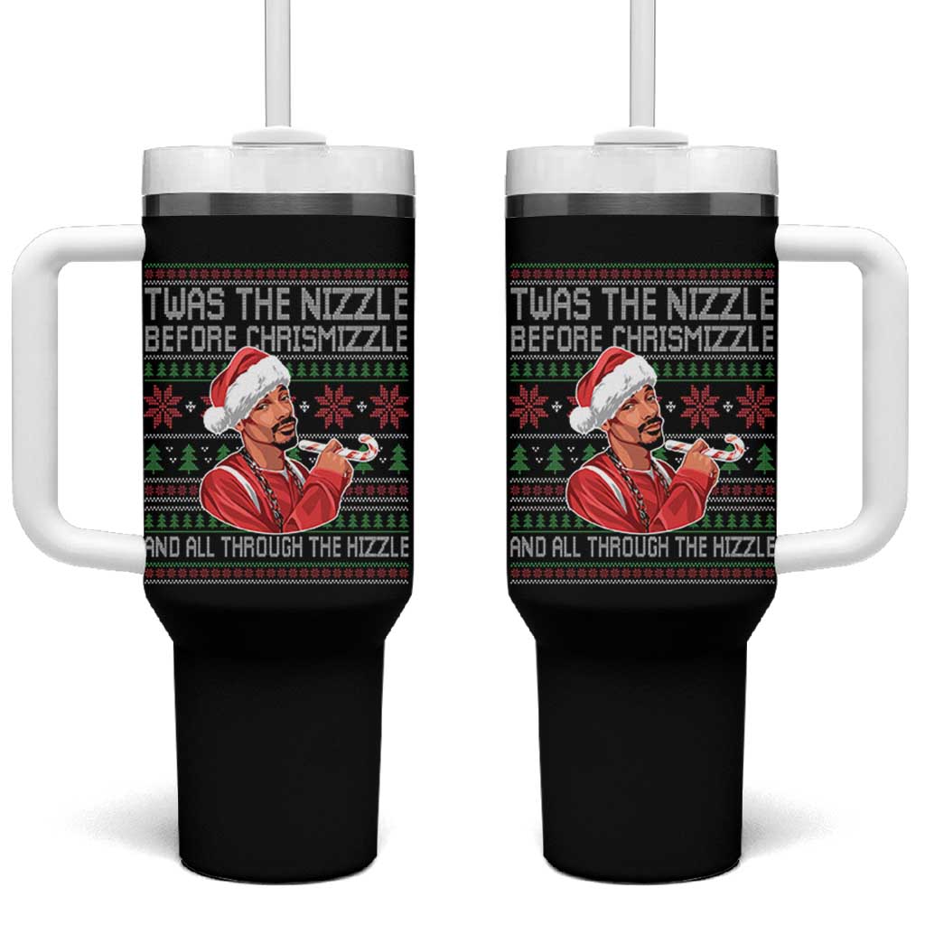 Funny Christmas Hip Hop Rap Gang Tumbler With Handle Twas The Nizzle Before Chrismizzle And All Through The Hizzle - Wonder Print Shop