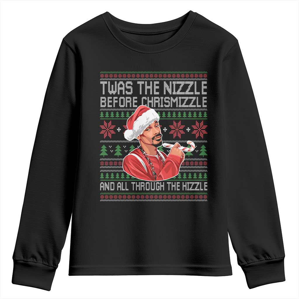 Funny Christmas Hip Hop Rap Gang Youth Sweatshirt Twas The Nizzle Before Chrismizzle And All Through The Hizzle - Wonder Print Shop