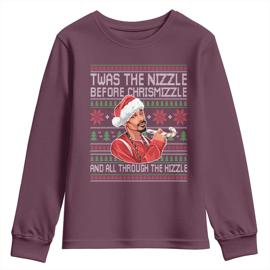 Funny Christmas Hip Hop Rap Gang Youth Sweatshirt Twas The Nizzle Before Chrismizzle And All Through The Hizzle - Wonder Print Shop