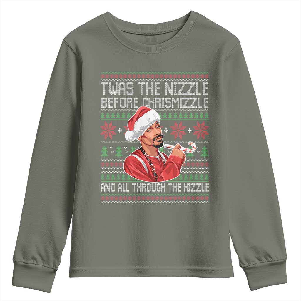 Funny Christmas Hip Hop Rap Gang Youth Sweatshirt Twas The Nizzle Before Chrismizzle And All Through The Hizzle - Wonder Print Shop