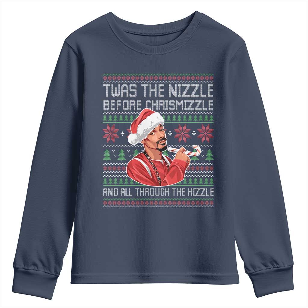 Funny Christmas Hip Hop Rap Gang Youth Sweatshirt Twas The Nizzle Before Chrismizzle And All Through The Hizzle - Wonder Print Shop