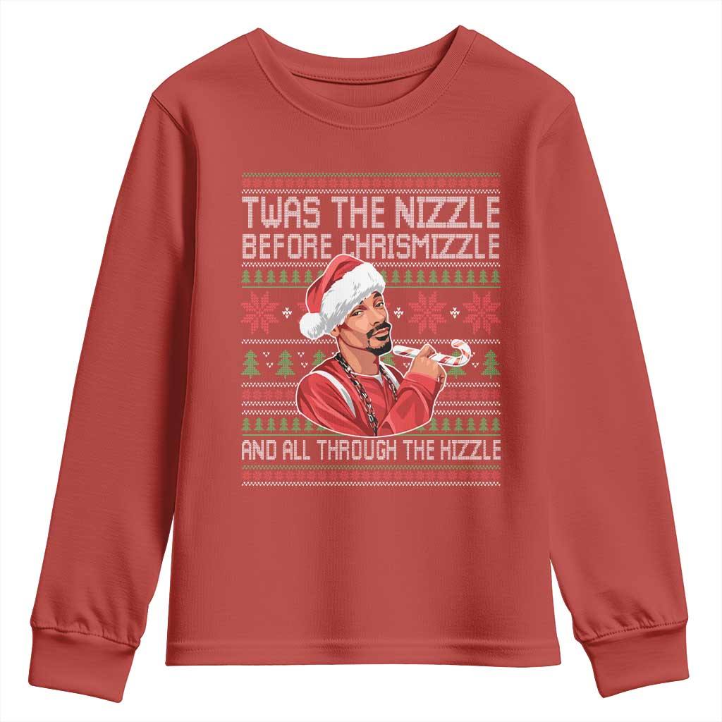 Funny Christmas Hip Hop Rap Gang Youth Sweatshirt Twas The Nizzle Before Chrismizzle And All Through The Hizzle - Wonder Print Shop