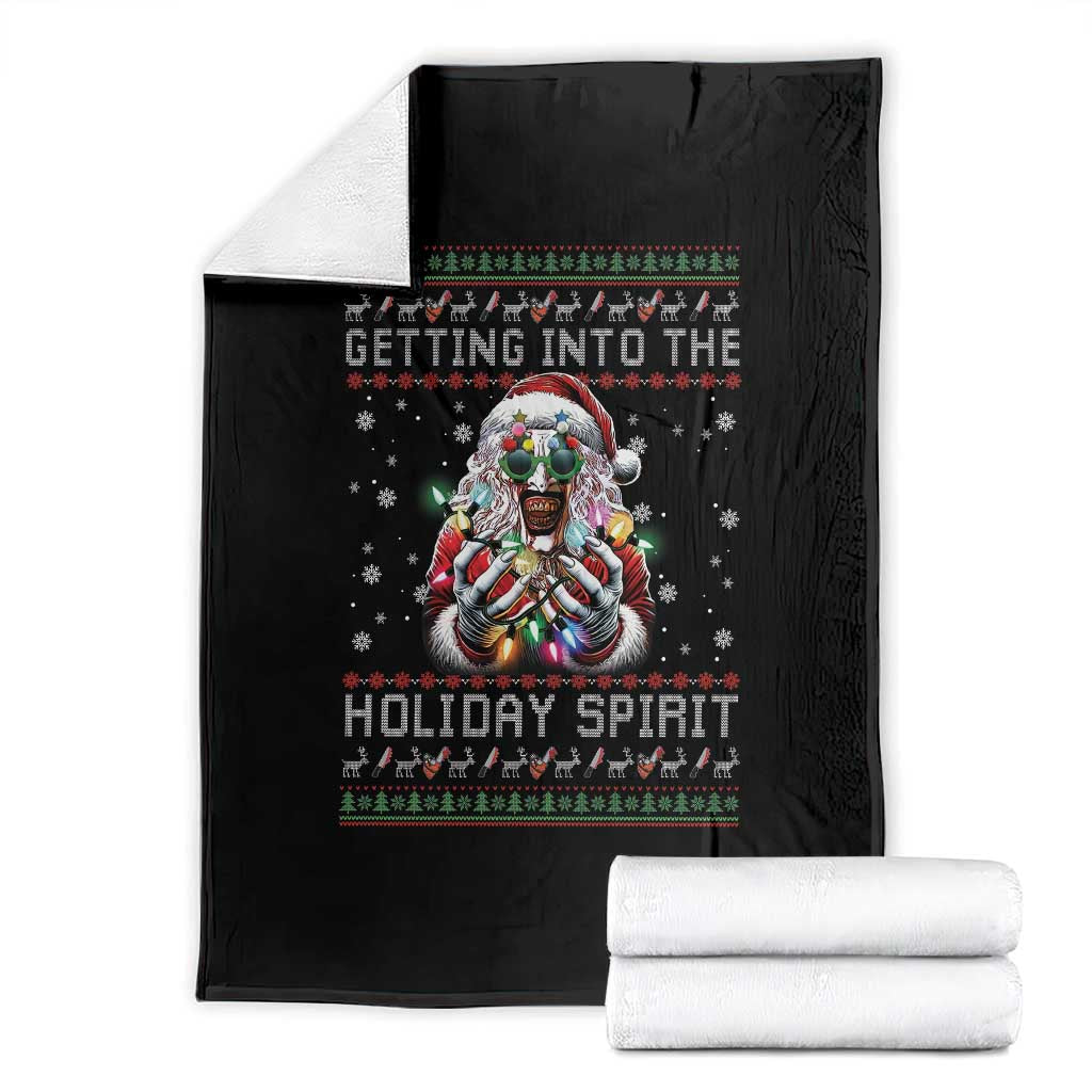 Funny Terrifier Christmas Santa Throw Blanket Getting Into The Holiday Spirit Horror Movie - Wonder Print Shop
