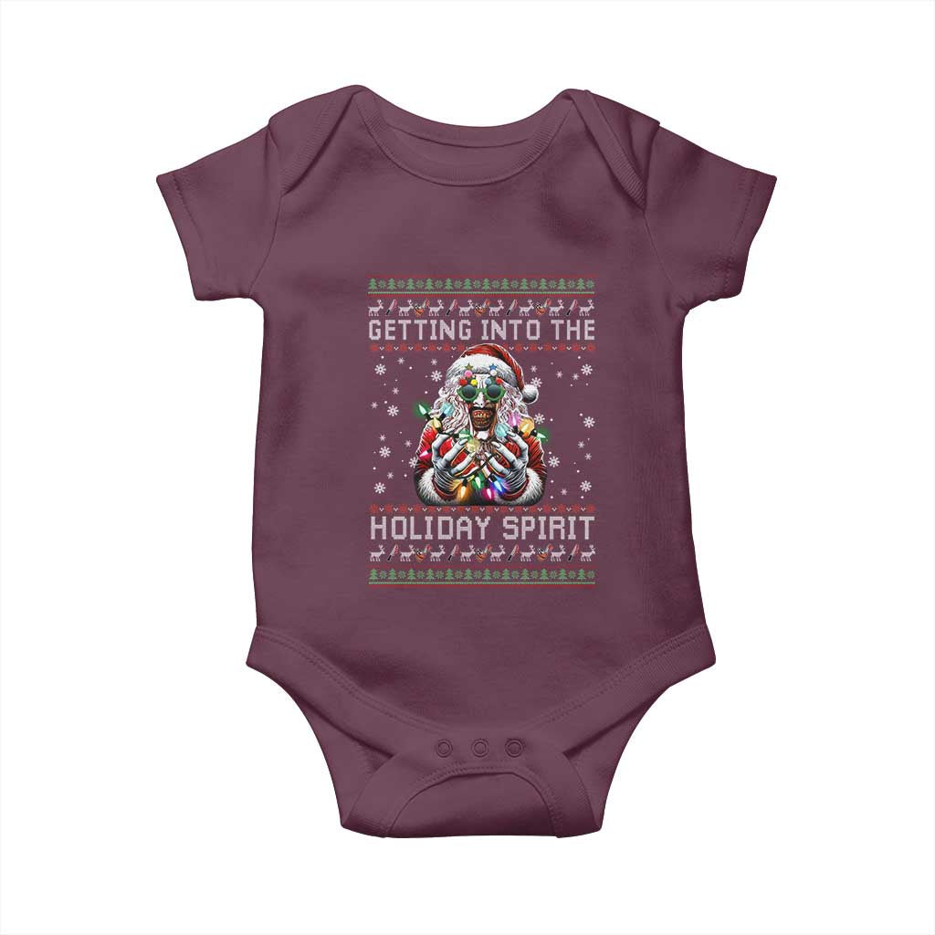 Funny Terrifier Christmas Santa Baby Onesie Getting Into The Holiday Spirit Horror Movie - Wonder Print Shop