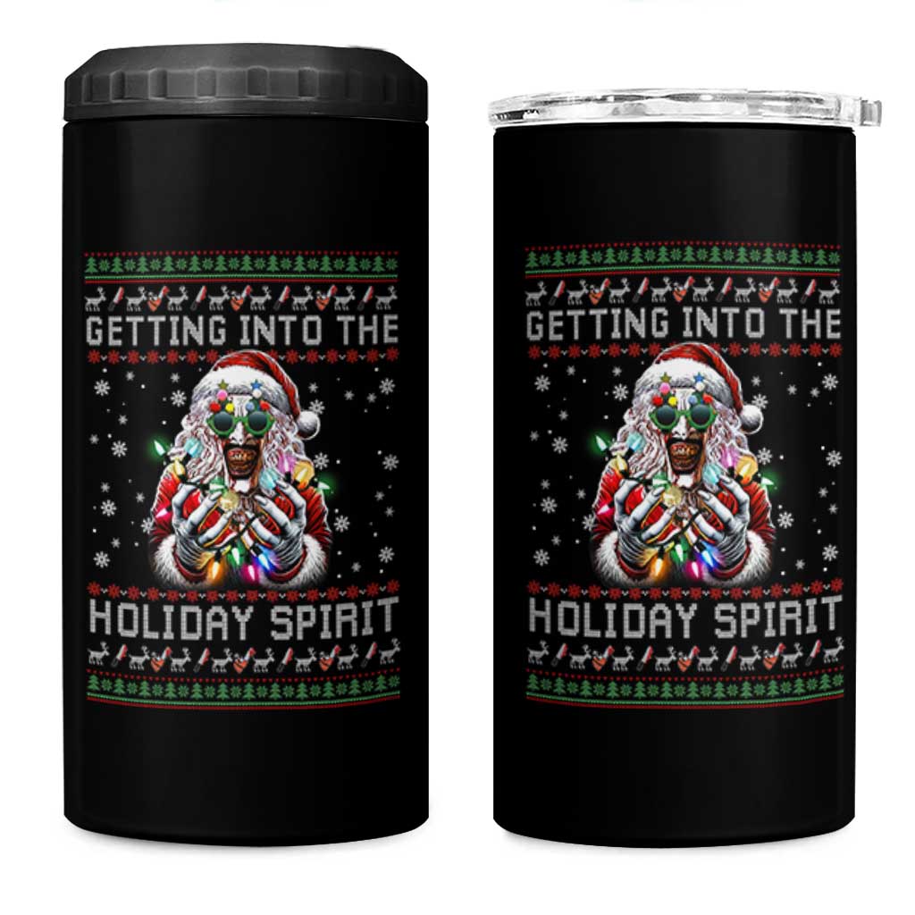 Funny Terrifier Christmas Santa 4 in 1 Can Cooler Tumbler Getting Into The Holiday Spirit Horror Movie - Wonder Print Shop