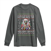 Funny Terrifier Christmas Santa Long Sleeve Shirt Getting Into The Holiday Spirit Horror Movie - Wonder Print Shop