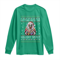 Funny Terrifier Christmas Santa Long Sleeve Shirt Getting Into The Holiday Spirit Horror Movie - Wonder Print Shop