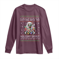 Funny Terrifier Christmas Santa Long Sleeve Shirt Getting Into The Holiday Spirit Horror Movie - Wonder Print Shop