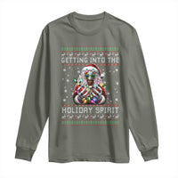Funny Terrifier Christmas Santa Long Sleeve Shirt Getting Into The Holiday Spirit Horror Movie - Wonder Print Shop