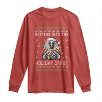 Funny Terrifier Christmas Santa Long Sleeve Shirt Getting Into The Holiday Spirit Horror Movie - Wonder Print Shop