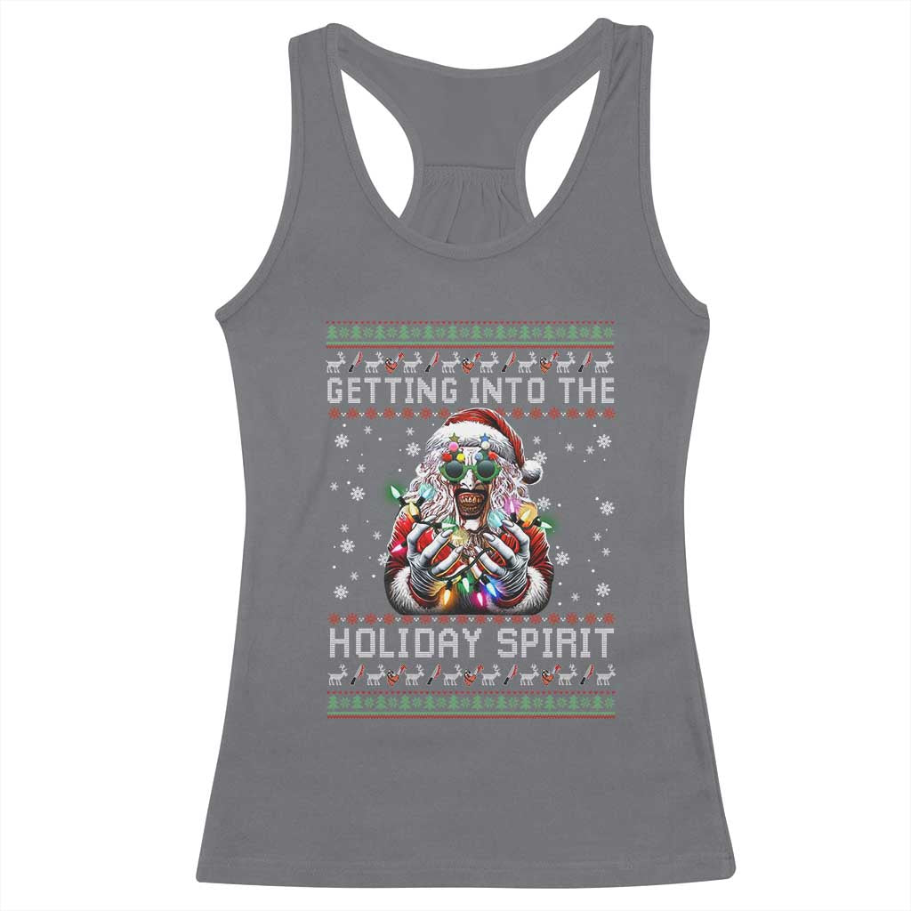 Funny Terrifier Christmas Santa Racerback Tank Top Getting Into The Holiday Spirit Horror Movie - Wonder Print Shop