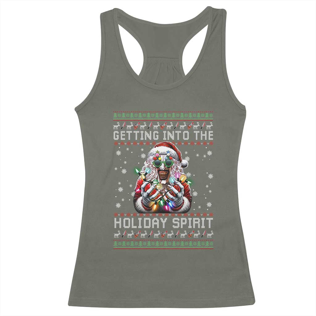 Funny Terrifier Christmas Santa Racerback Tank Top Getting Into The Holiday Spirit Horror Movie - Wonder Print Shop
