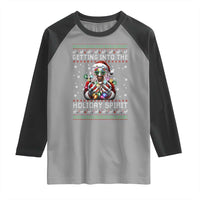 Funny Terrifier Christmas Santa Raglan Shirt Getting Into The Holiday Spirit Horror Movie - Wonder Print Shop