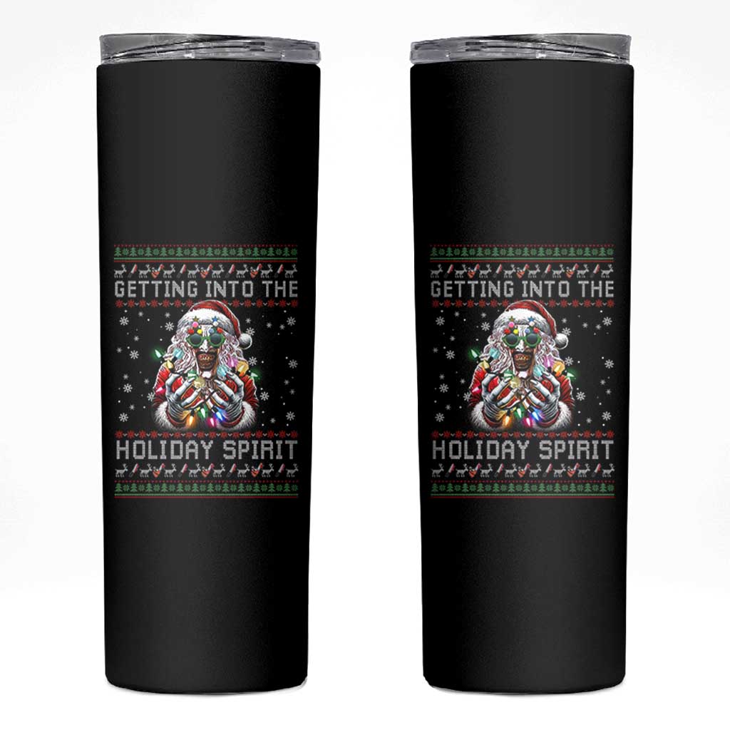 Funny Terrifier Christmas Santa Skinny Tumbler Getting Into The Holiday Spirit Horror Movie - Wonder Print Shop