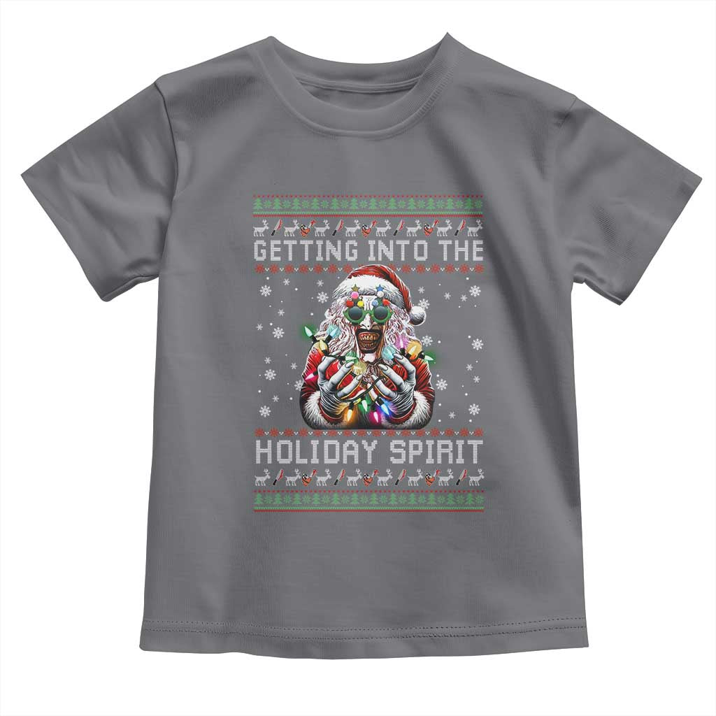 Funny Terrifier Christmas Santa Toddler T Shirt Getting Into The Holiday Spirit Horror Movie - Wonder Print Shop