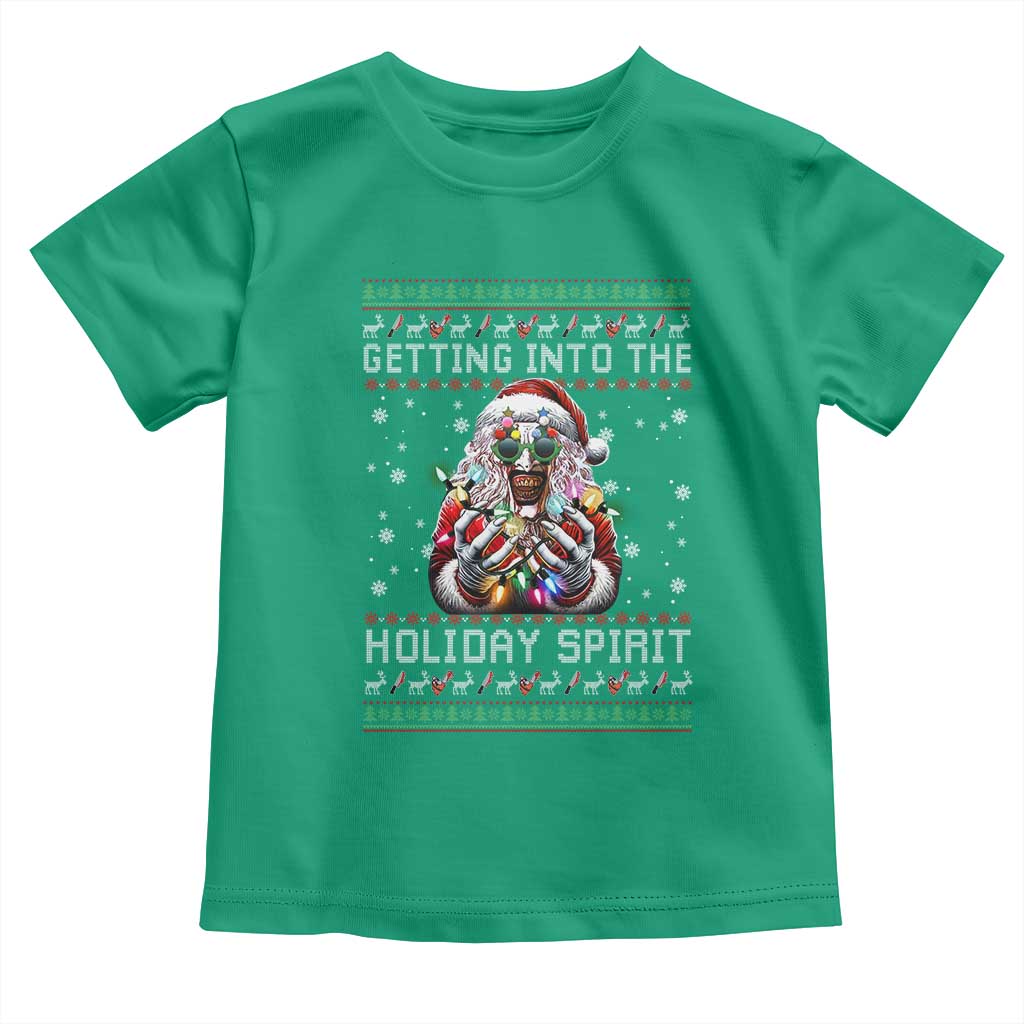 Funny Terrifier Christmas Santa Toddler T Shirt Getting Into The Holiday Spirit Horror Movie - Wonder Print Shop
