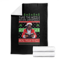 Funny Christmas Hip Hop Rap Gang Throw Blanket Twas The Nizzle Before Chrismizzle And All Through The Hizzle Weed - Wonder Print Shop