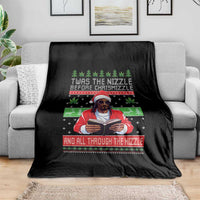 Funny Christmas Hip Hop Rap Gang Throw Blanket Twas The Nizzle Before Chrismizzle And All Through The Hizzle Weed - Wonder Print Shop