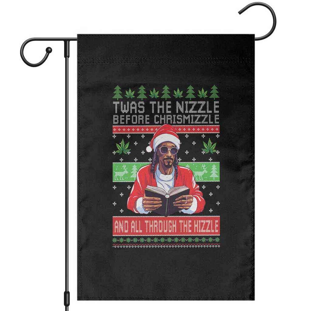 Funny Christmas Hip Hop Rap Gang Garden Flag Twas The Nizzle Before Chrismizzle And All Through The Hizzle Weed - Wonder Print Shop