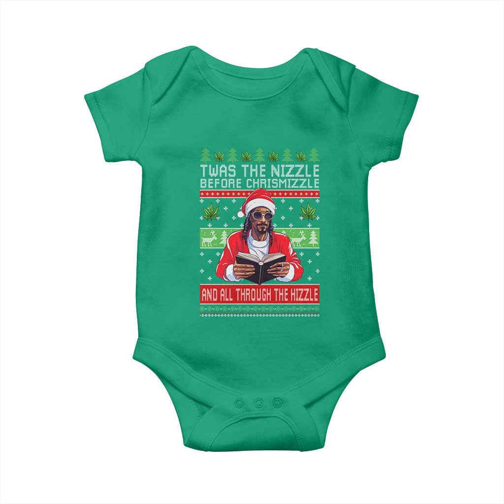 Funny Christmas Hip Hop Rap Gang Baby Onesie Twas The Nizzle Before Chrismizzle And All Through The Hizzle Weed - Wonder Print Shop