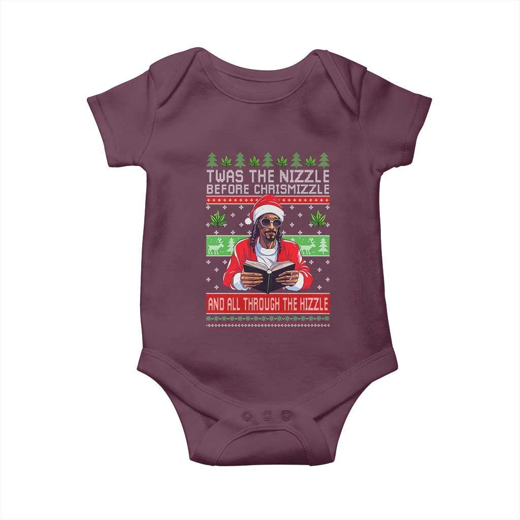 Funny Christmas Hip Hop Rap Gang Baby Onesie Twas The Nizzle Before Chrismizzle And All Through The Hizzle Weed - Wonder Print Shop