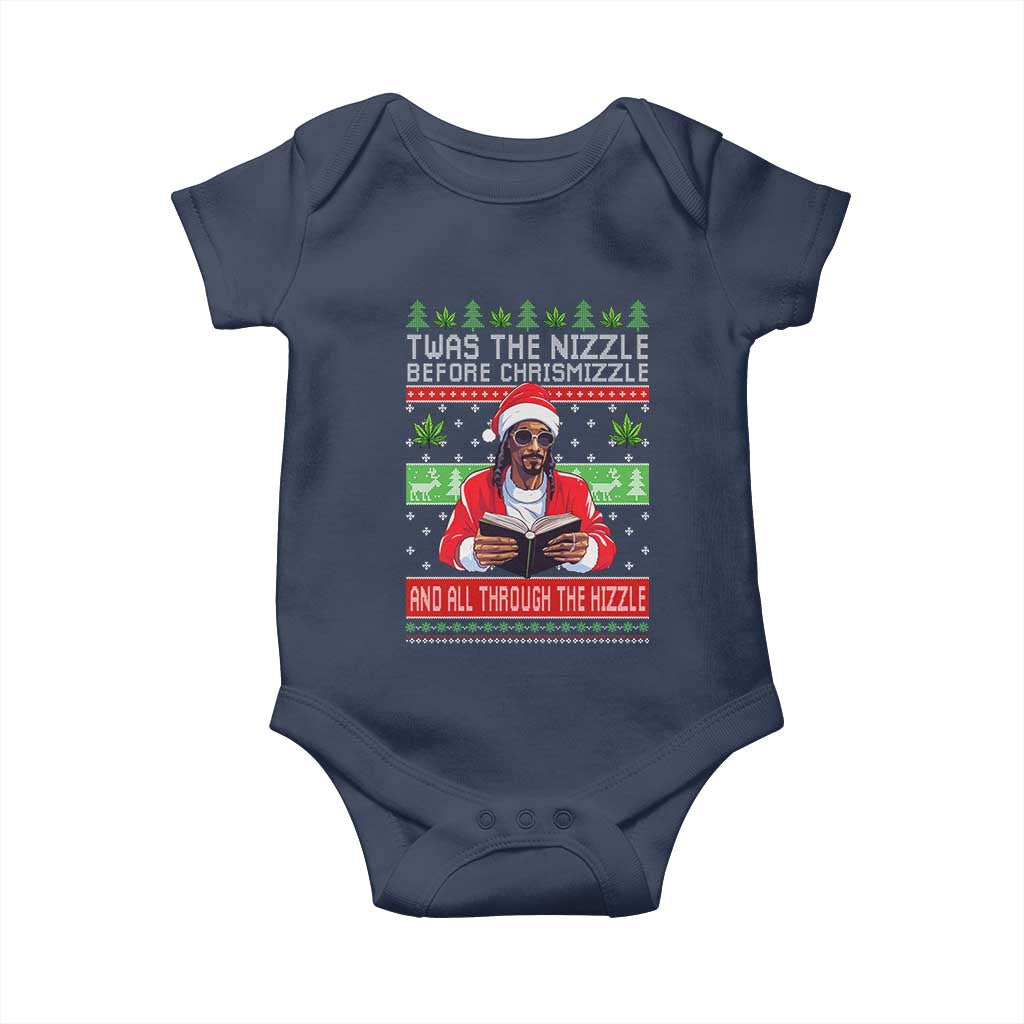 Funny Christmas Hip Hop Rap Gang Baby Onesie Twas The Nizzle Before Chrismizzle And All Through The Hizzle Weed - Wonder Print Shop