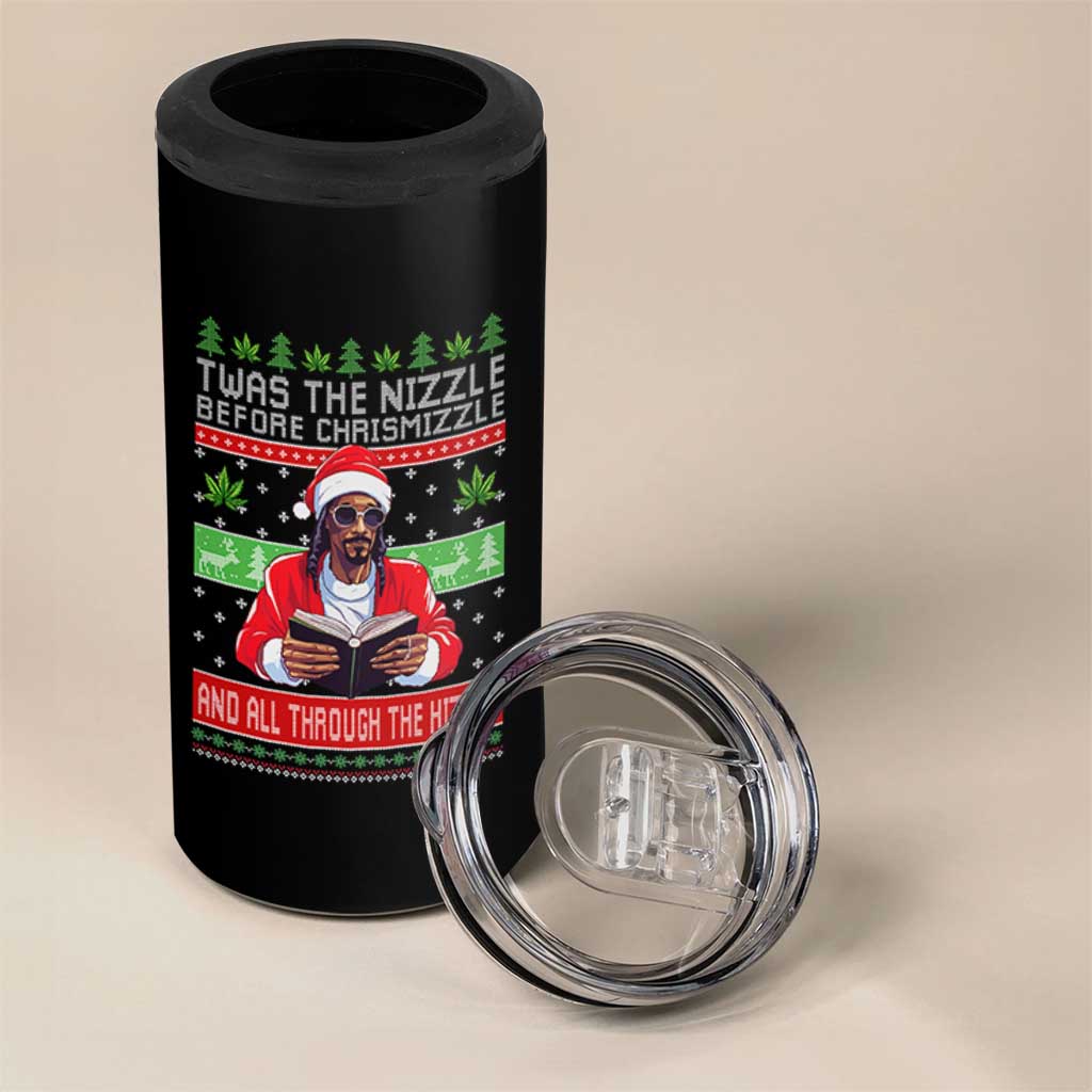 Funny Christmas Hip Hop Rap Gang 4 in 1 Can Cooler Tumbler Twas The Nizzle Before Chrismizzle And All Through The Hizzle Weed - Wonder Print Shop