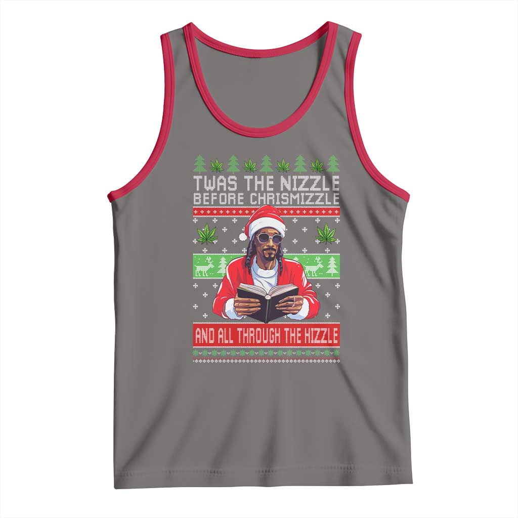 Funny Christmas Hip Hop Rap Gang Tank Top Twas The Nizzle Before Chrismizzle And All Through The Hizzle Weed - Wonder Print Shop